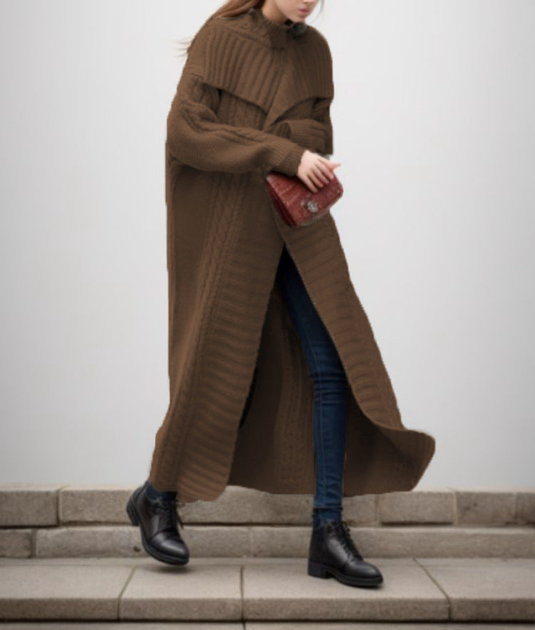 Damen Strickmantel mit strukturiertem Design und voluminösen Ärmeln R&B