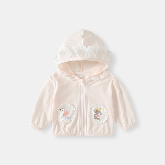 Unisex nan Kapuzenjacke für Kleinkinder mit UV-Schutz, Reißverschluss und elastischen Bündchen R&B