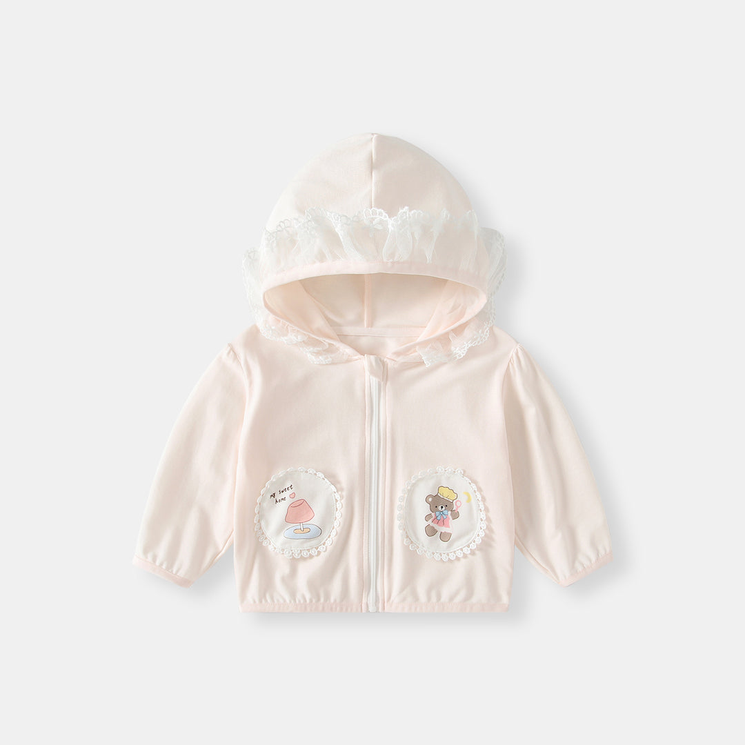 Unisex nan leichte Kapuzen-Sonnenschutz-Windjacke mit elastischen Bündchen R&B