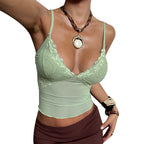 Damen Spitzen-Trägertop mit zartem Lycra-Material und romantischem Design R&B