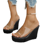 Damen Plattform-Sandalen mit transparentem Obermaterial und rutschfester Sohle R&B