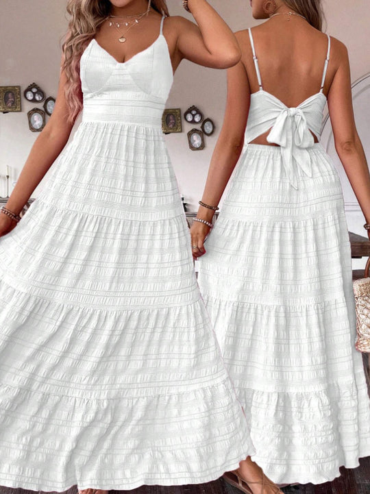 Damen Maxikleid mit schwingendem Rock und zarten Spaghettiträgern R&B