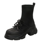 Damen sportive Plattform-Sneaker mit innovativem Sohlenprofil und atmungsaktiver Mesh-Oberfläche R&B