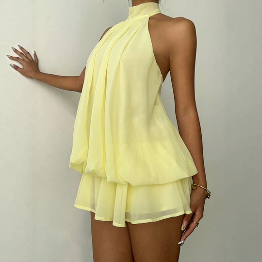 Damen luftiges Chiffon-Kleid mit asymmetrischem Schnitt R&B