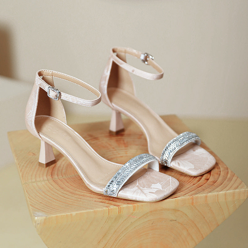 Damen elegante Sandaletten mit funkelndem Riemendesign