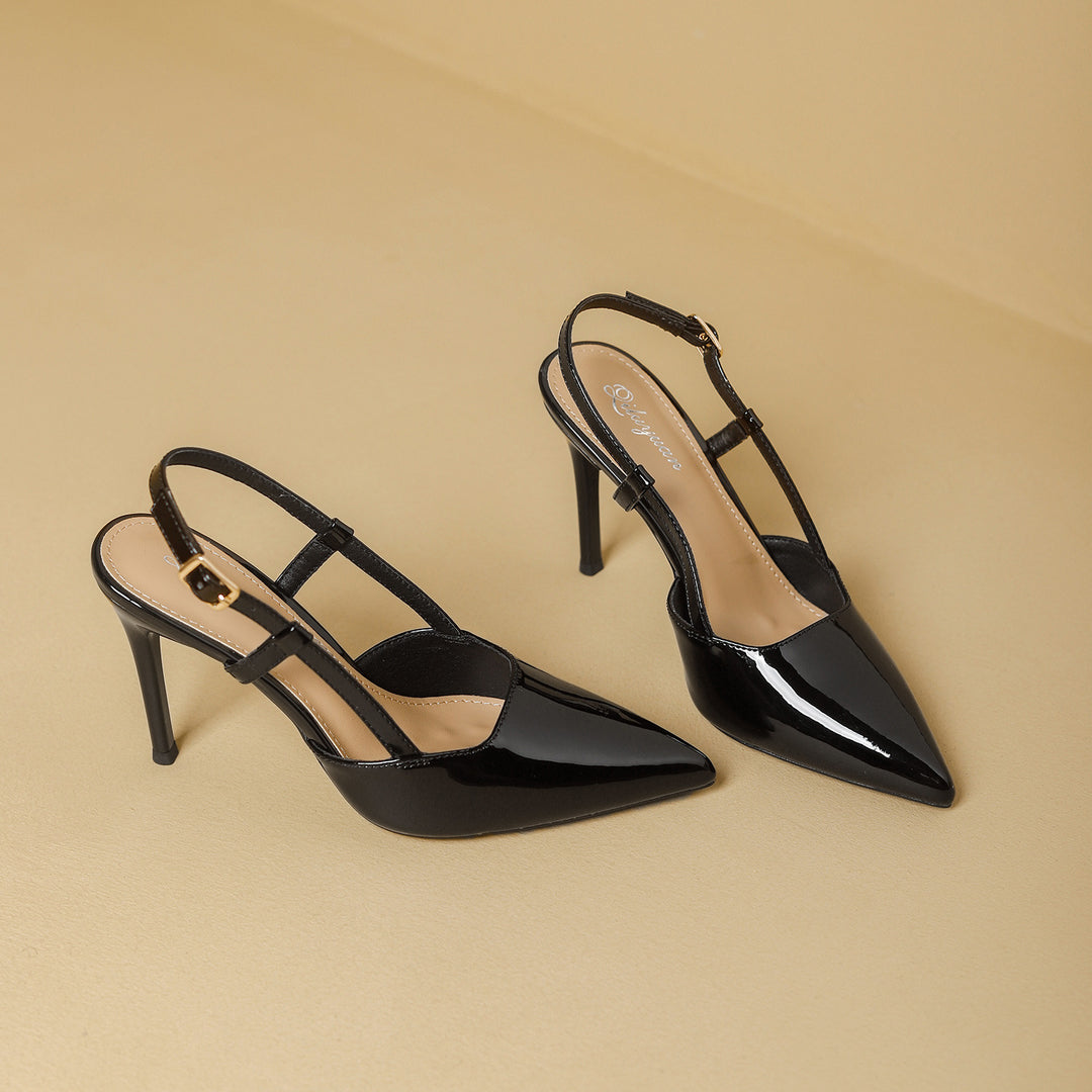 Damen Slingback-Pumps mit spitzem Design und elegantem Hochglanz R&B