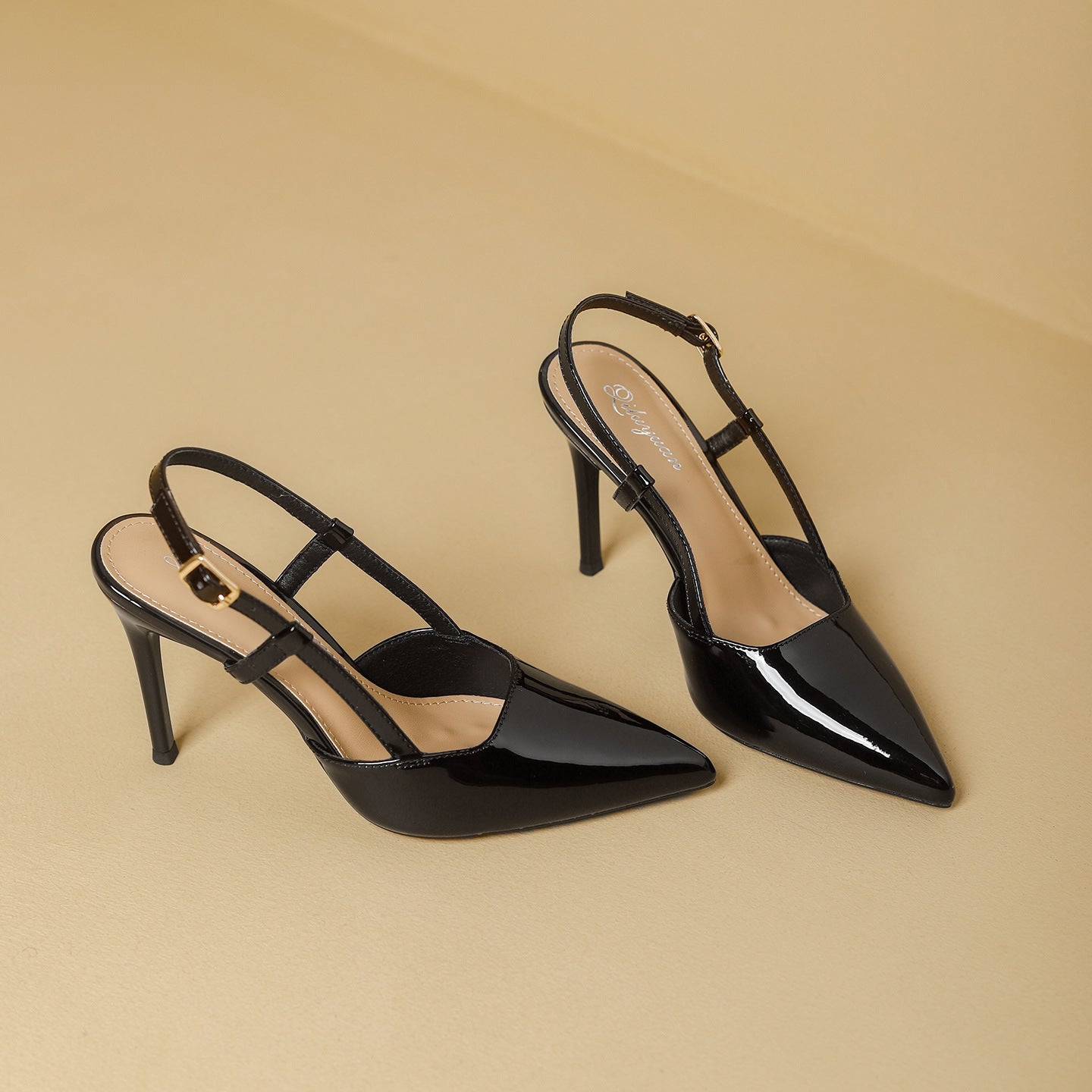 Damen Slingback-Pumps mit spitzem Design und elegantem Hochglanz