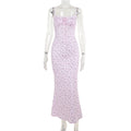Damen Maxikleid mit zartem floralen Muster und raffinierten Rüschendetails R&B