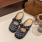 Damen elegante Mules mit Schleifenakzenten und Punktmuster
