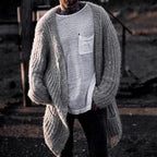 Herren Großer Strickcardigan mit tiefem Schnitt und strukturiertem Design R&B