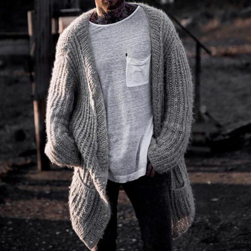 Herren Großer Strickcardigan mit tiefem Schnitt und strukturiertem Design R&B