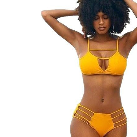 Damen Designer-Bikini mit Cut-Outs und Riemen R&B