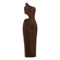 Damen Elegantes Asymmetrisches Midi-Party Kleid mit raffinierter Drapierung R&B