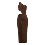 Damen Elegantes Asymmetrisches Midi-Party Kleid mit raffinierter Drapierung R&B