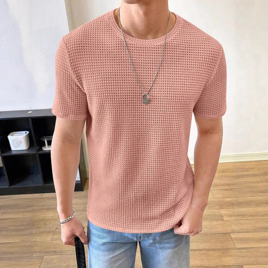 Herren lässiges Struktur-T-Shirt aus atmungsaktivem Material R&B