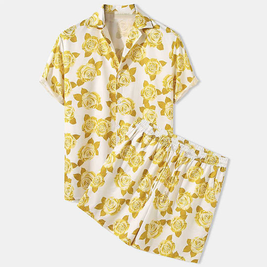 Herren modisches Kurzarmhemd und Shorts Set R&B