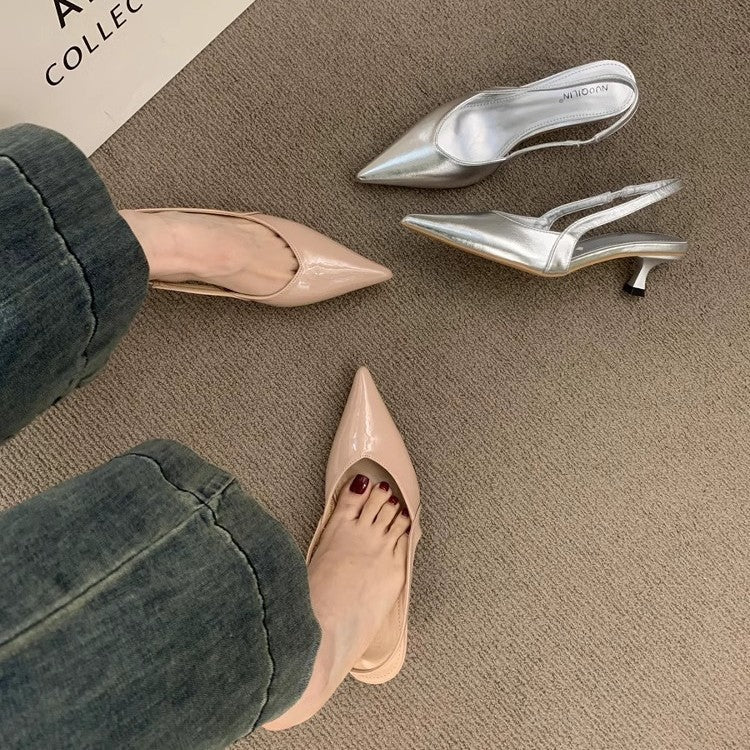 Damen Slingback-Pumps mit elegantem Design und glänzender Oberfläche R&B