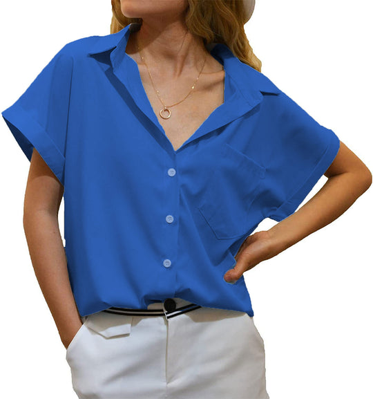 Damen elegant geschnittene Kurzarmbluse R&B