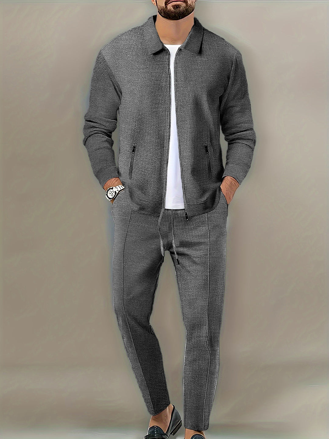 Herren Freizeitanzug mit Modernem Strukturdesign und praktischen Taschen R&B