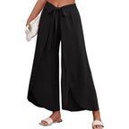 Damen Weite Sommerhose aus leichtem, atmungsaktivem Stoff mit Bindegürtel R&B