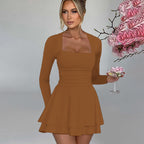Damen Mini-Kleid mit langem Arm und verführerischem Rüschensaum R&B
