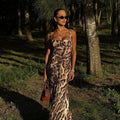 Damen Maxikleid mit tierischem Motiv und elegantem Schnitt R&B