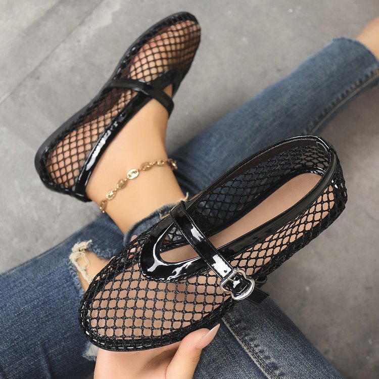 Damen Stilettos mit netzartigem Obermaterial und moderner Schnallenapplikation R&B