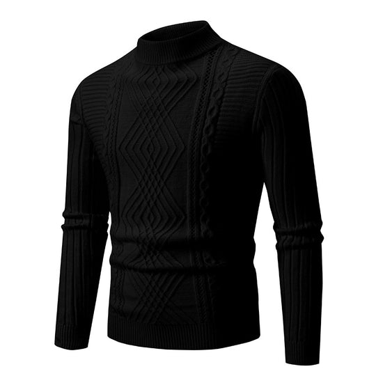 Herren Rollkragenpullover aus hochwertiger Baumwolle mit strukturiertem Zopfmuster R&B