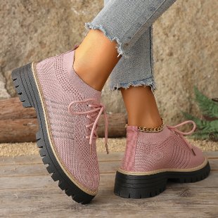 Damen modische Sneaker mit luftiger Strickoberfläche und bequemer Plateausohle R&B