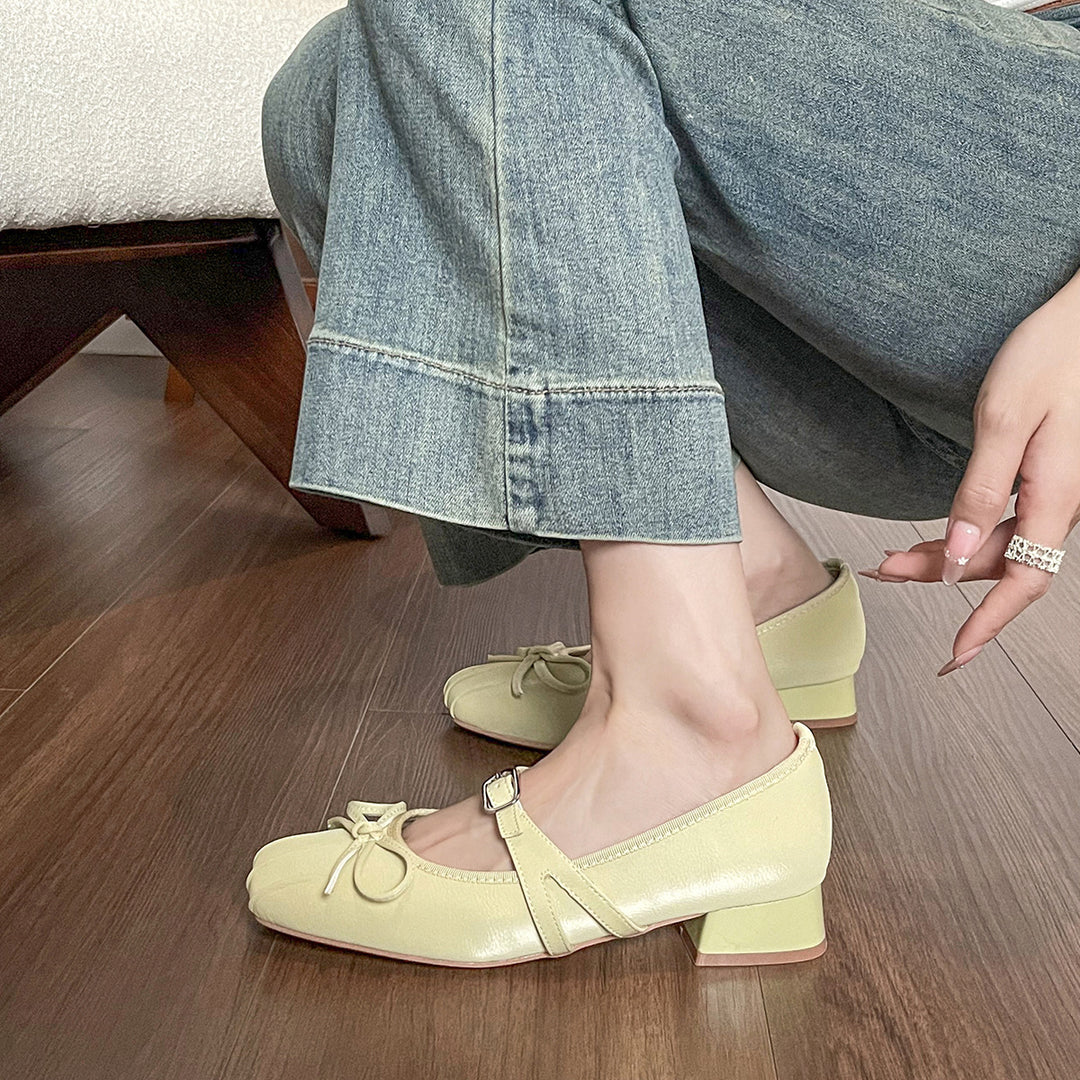 Damen Ballerinas mit dekorativem Riemchen und komfortablem Blockabsatz R&B