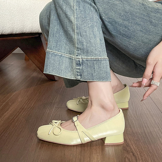 Damen Ballerinas mit dekorativem Riemchen und komfortablem Blockabsatz R&B