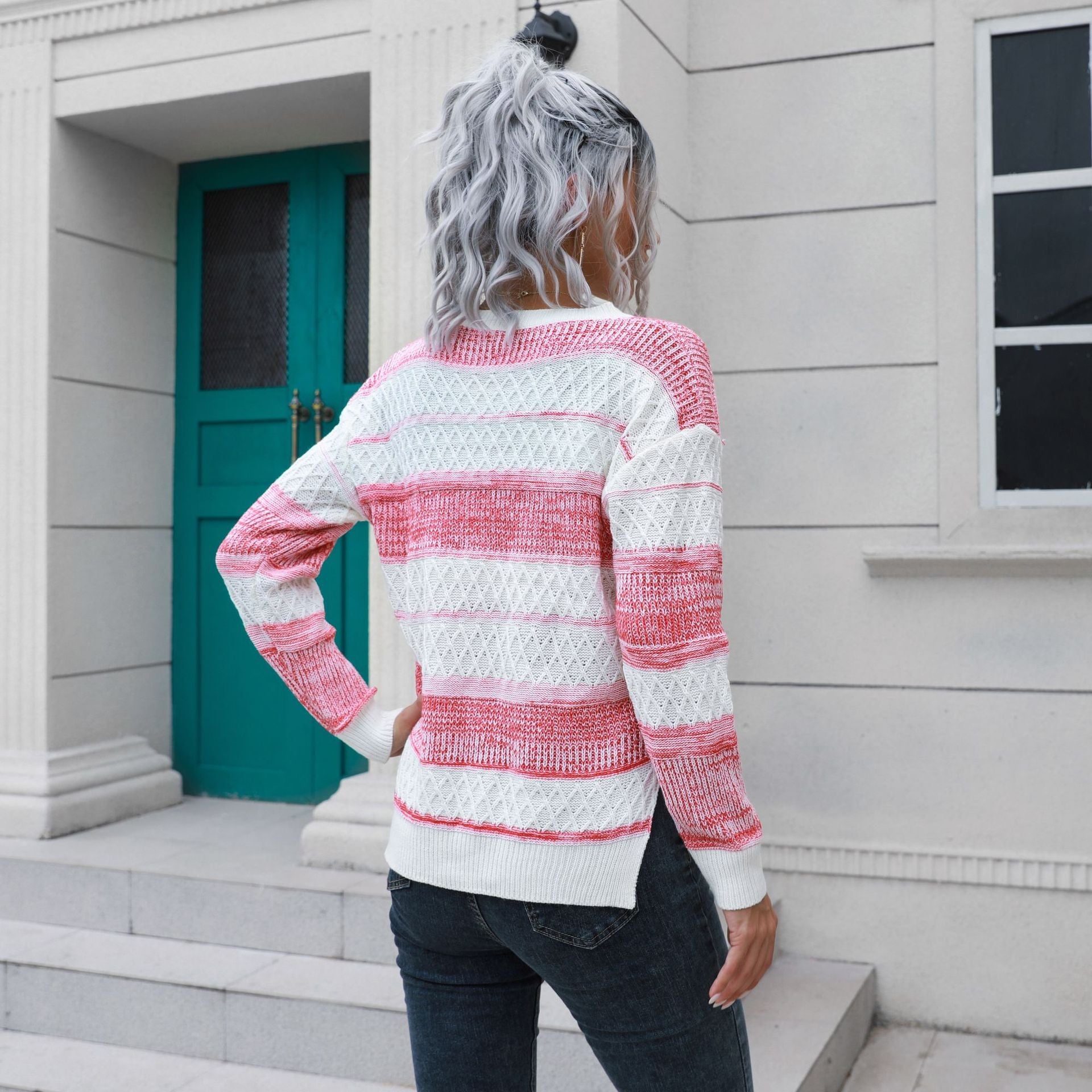 Damen Urbaner Strickpullover mit strukturiertem Muster R&B