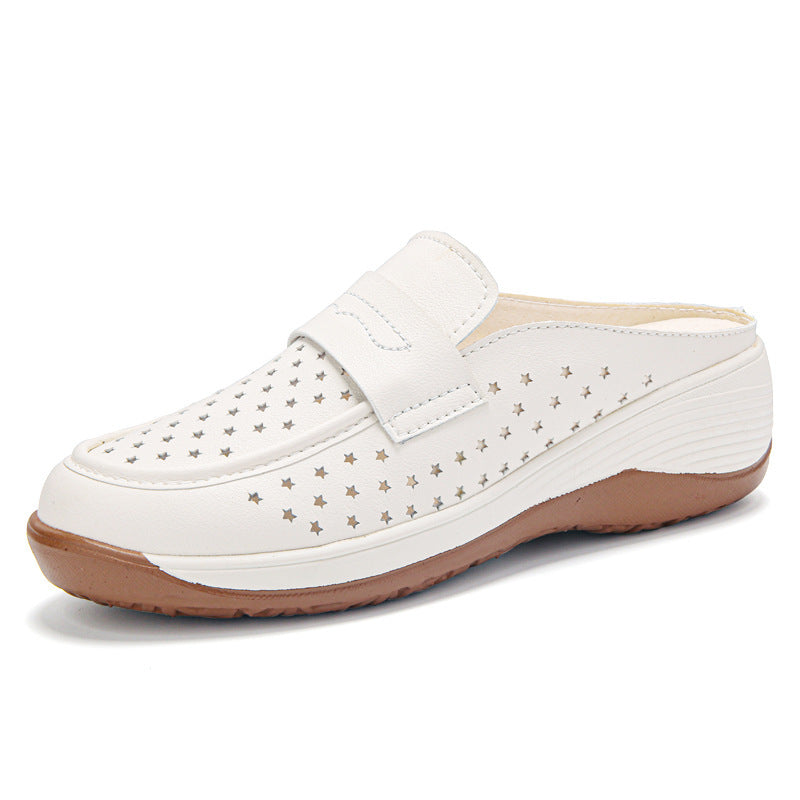 Damen Komfortable Clogs mit atmungsaktiver Lederoberfläche R&B