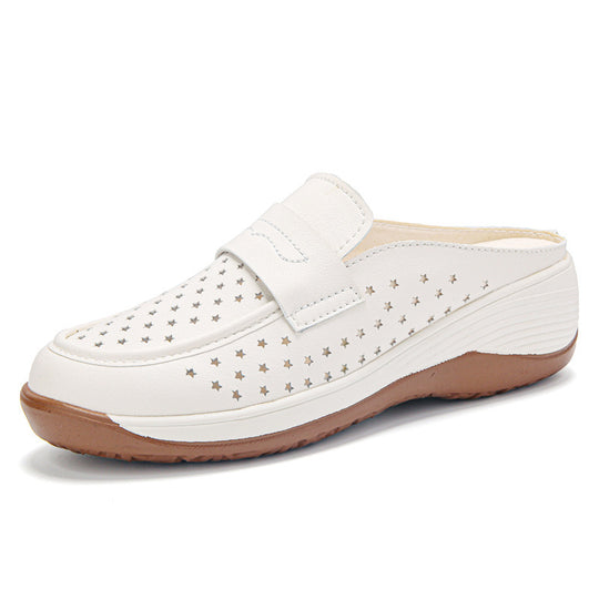 Damen Komfortable Clogs mit atmungsaktiver Lederoberfläche R&B