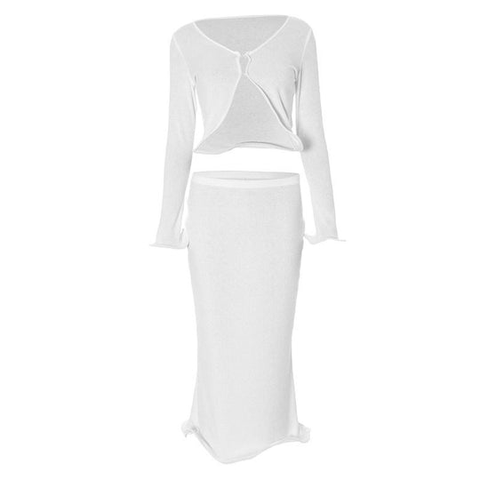 Damen festliches Ensemble mit enganliegendem Rock und elegantem Cardigan R&B