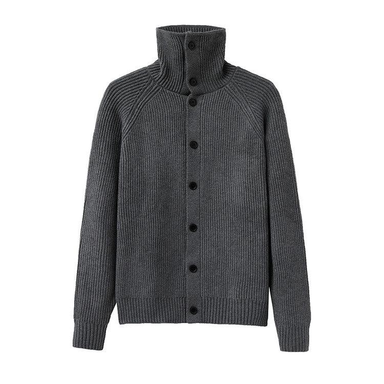 Herren Strickjacke mit weichem Rippstrickmuster und Button-Down-Kragen R&B