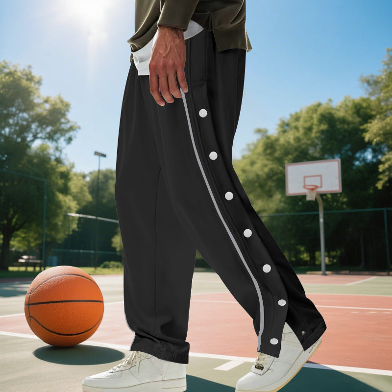 Herren Sportliche Jogginghose mit seitlichen Druckknöpfen und elastischem Bund R&B
