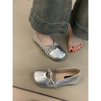 Damen Ballerinas mit dekorativem Riemchen und elegantem Glanz