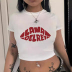 Damen Crop-T-Shirt mit auffälligem Statement-Print R&B