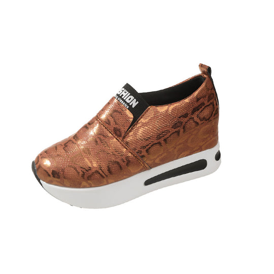 Damen Wedge-Sneaker im modernen Schlangenleder-Look mit bequemer Sohle R&B