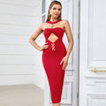 Damen Elegantes Cocktailkleid mit raffinierten Cut-Outs und metallic großen Knopfdetails R&B