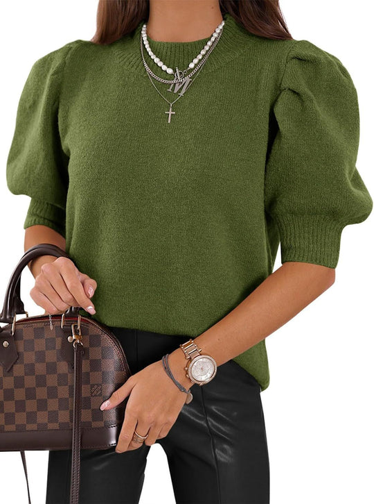 Damen Puffärmel Strickpullover R&B