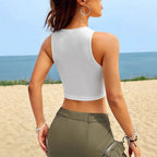 Damen Cropped Tank-Top mit kreativem Rennsport-Motiv und lässigem Schnitt R&B