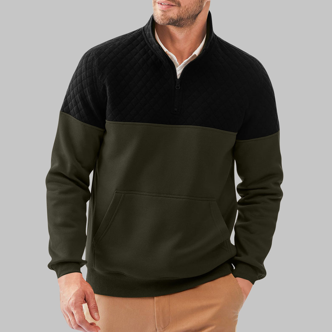 Herren Stepppullover mit hohem Kragen und praktischer Kängurutasche R&B