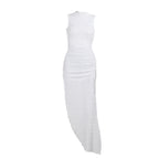 Damen Maxi-Kleid mit eleganter Raffung und seitlichem Schlitz EB