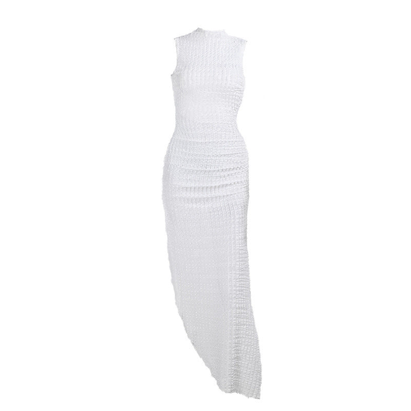 Damen Maxi-Kleid mit eleganter Raffung und seitlichem Schlitz EB