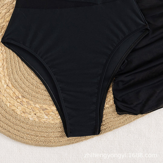 Damen Eleganter Badeanzug mit asymmetrischem Design und praktischer Wickelrock R&B