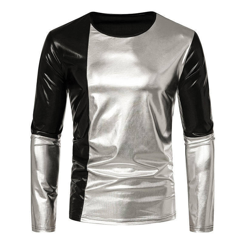Herren Modisches Metallic Langarmshirt mit eleganten Kontrasten