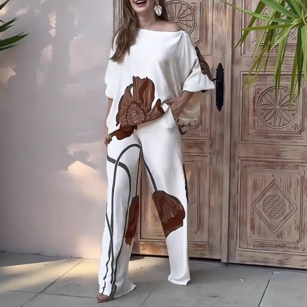 Damen modisches Ensemble mit floralem Design und weitem Schnitt R&B
