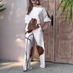 Damen modisches Ensemble mit floralem Design und weitem Schnitt R&B
